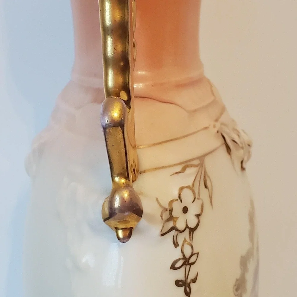 Antique Bohemian Handled Urn Vase Victoria Austria Porcelain Signed Kaufmann 12